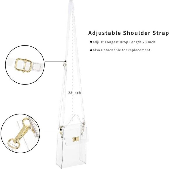 Clear Small Crossbody Bags Stadium Approved Cell Phone Jelly Purse Shoulder Bag - Picture 6 of 7